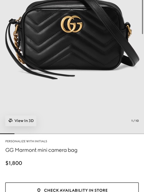 Gucci Black Leather GG Marmont Mini Camera Bag with Gold Hardware - Picture 2 of 2